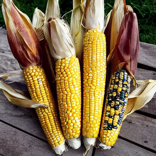 a selection of different corn varieties suitable for container gardening, such as 'Golden Bantam' and 'Peaches and Cream.'