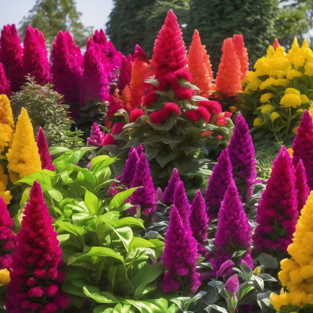 image showcasing a vibrant Celosia garden in full bloom.