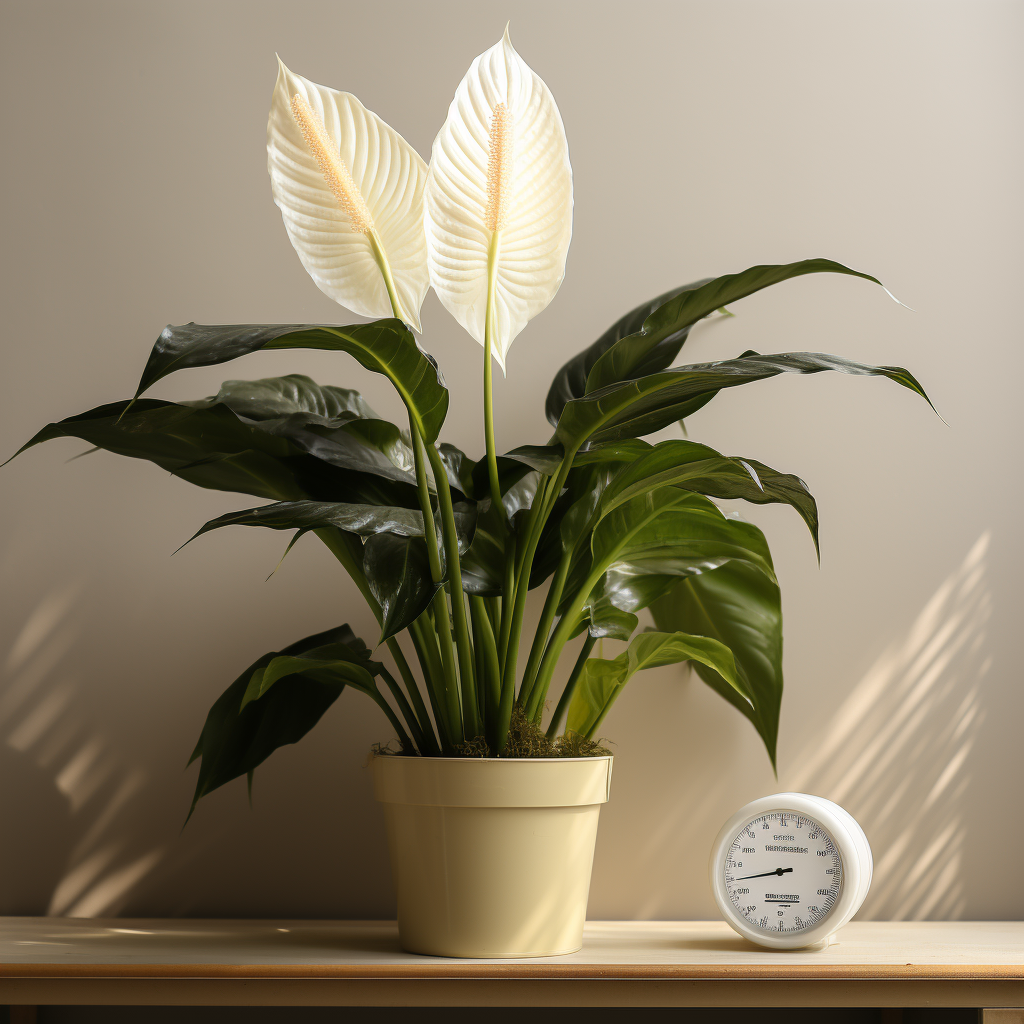 Image demonstrating the optimal temperature range and ideal sunlight exposure for Peace Lilies.