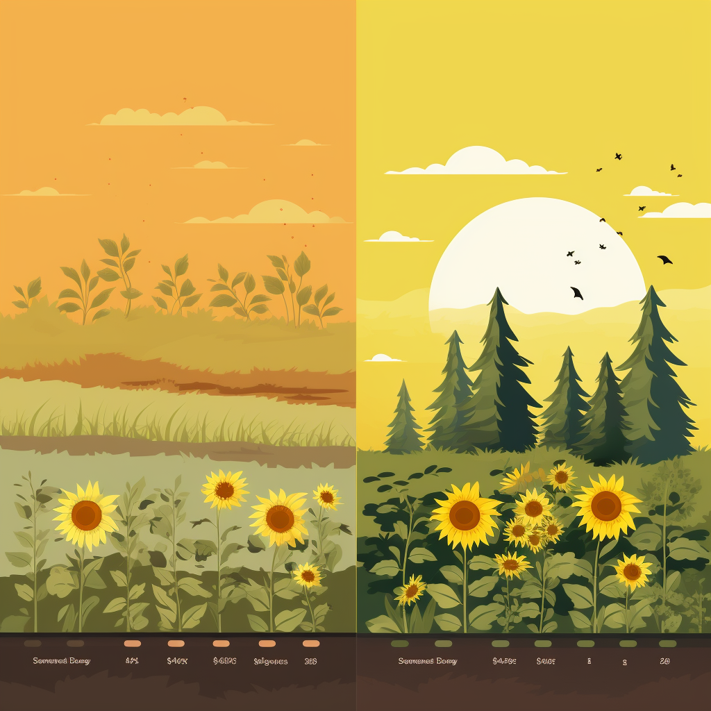 An illustration displaying the difference between full sun, partial shade, and full shade conditions.