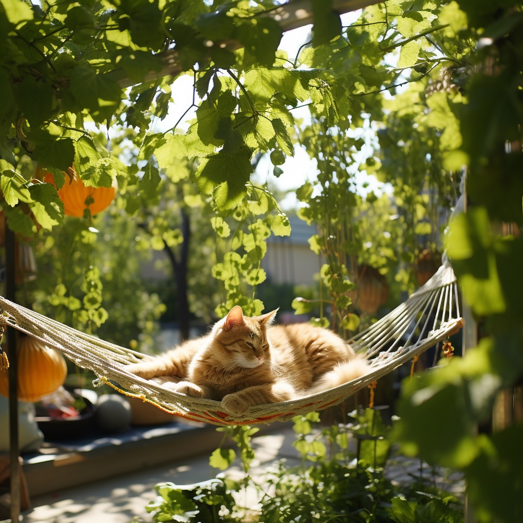 Image of a cat in a cat-friendly garden.