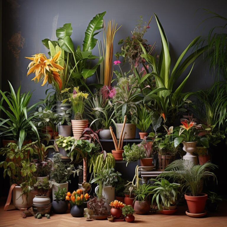image featuring a variety of toxic plants, both indoor and outdoor, arranged together.